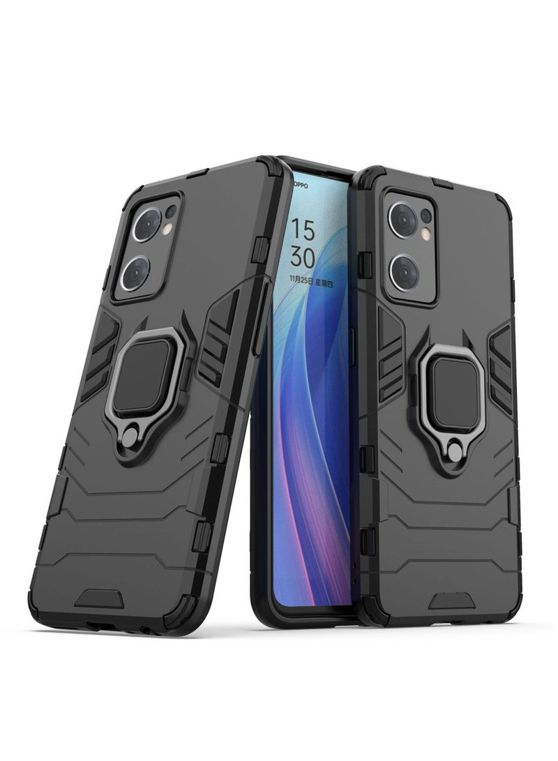 Loquat Black protective cover with ring bracket For Oppo  - Image 1