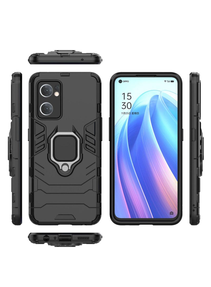 Loquat Black protective cover with ring bracket For Oppo  - Image 2