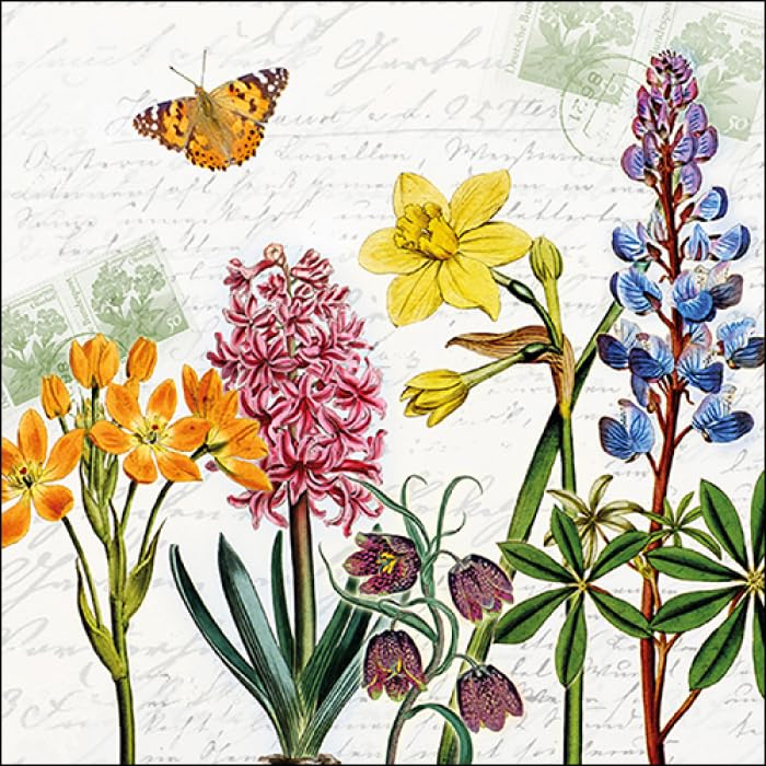 مجموعة مناديل ديكوباج بطبعة زهور 16-4 - 1 منديل من كل تصميم - إجمالي 4 قطع - Image 2