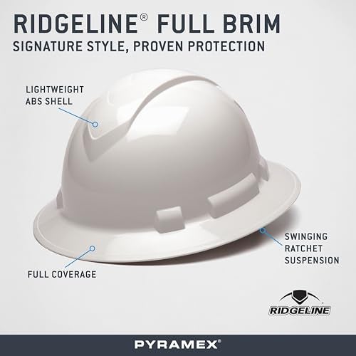 Ridgeline Pyramex Ridgeline Full Brim Hard Hat 4 Point Ratchet White - Image 2
