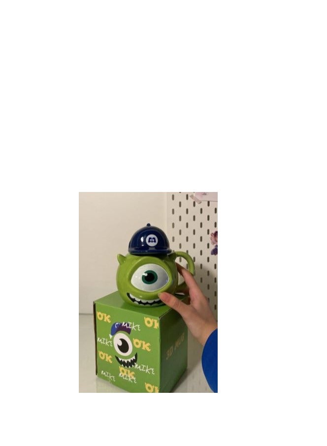 3D Monsters Inc Porcelain Mike wazowski Mug Cup with cap Novelty Design for Hot Drinks Coffee Tea Hot Chocolate - Image 3