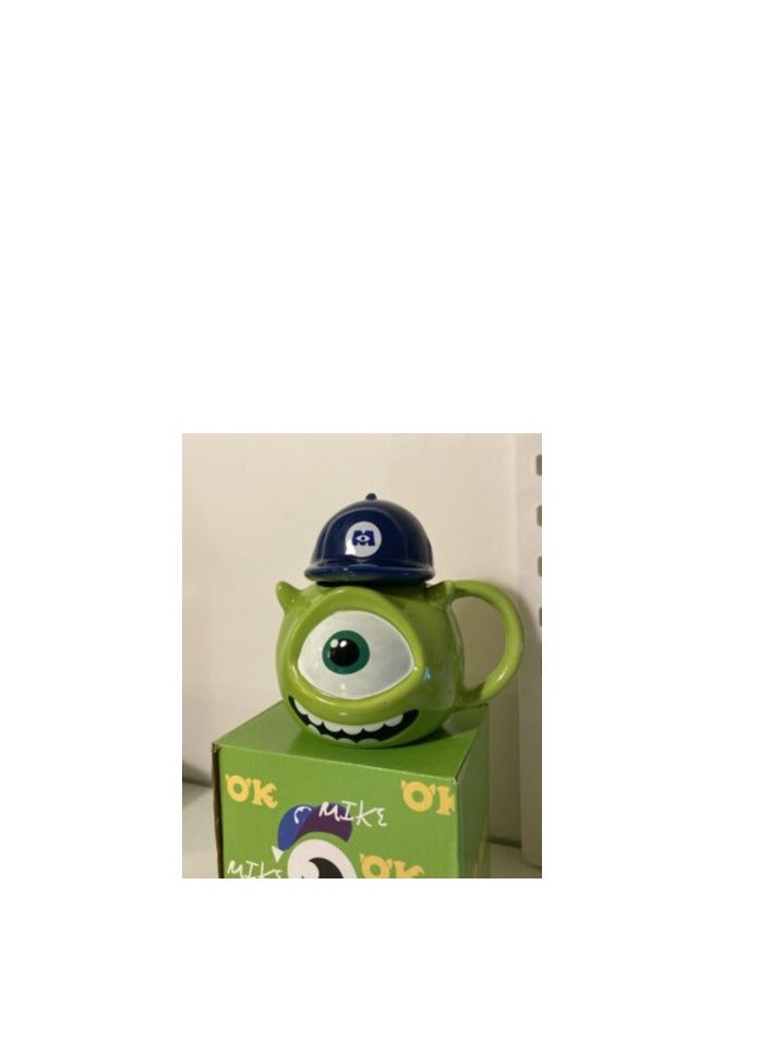 3D Monsters Inc Porcelain Mike wazowski Mug Cup with cap Novelty Design for Hot Drinks Coffee Tea Hot Chocolate - Image 2