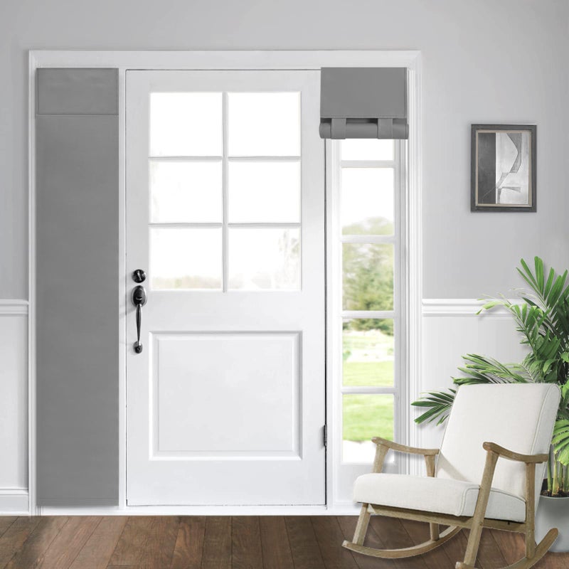 WD Four Side Door Curtains for Window Room Darkening Solid Color Covering for Glass Door Sidelight 12W x 70L Inch Light Gray 1 Panel