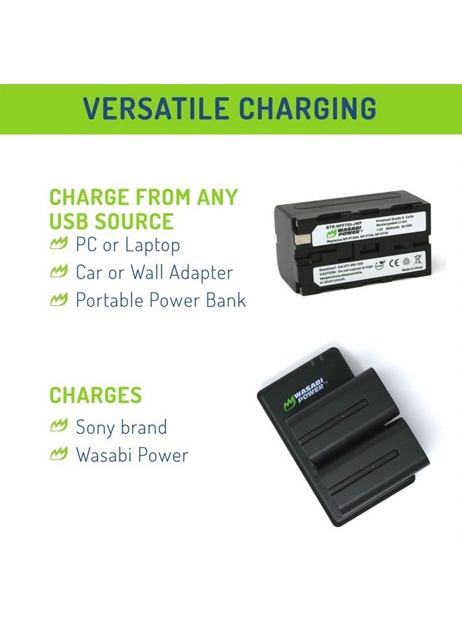 Battery (2-Pack) and Dual Charger for Sony NP-F730, NP-F750, NP-F760, NP-F770 (L Series)