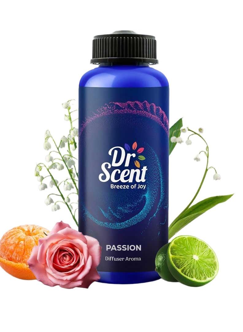 Dr Scent زيت عطر دكتور سينت ديفيوزر باسشن (1000 مل) - ليمون، برتقال سيسيلي، mandarins، زنبق الوادي، خشب الورد، مسك وعطر زهور | صنع في المملكة المتحدة | المكاتب، المنازل، المتاجر والفنادق - Image 1