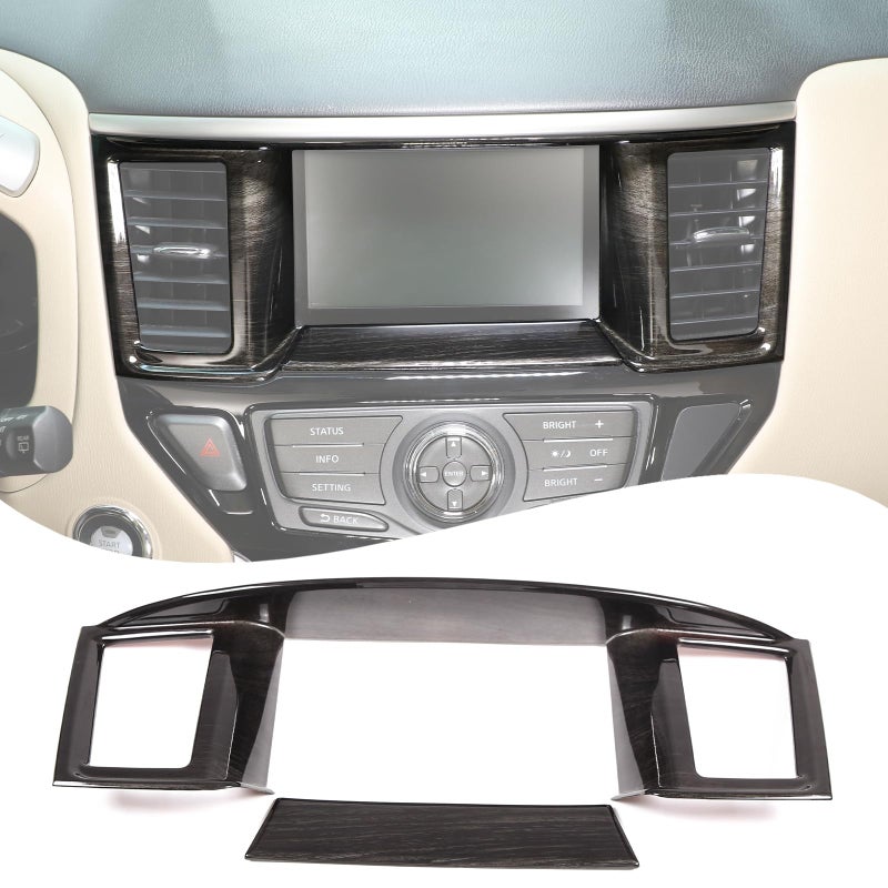 Lcojicep Navigation Panel Frame Air Outlet AC Vent Cover Trim Compatible with Nissan Pathfinder 20132018 Central Navigation Screen Panel Middle AC Vent Cover Trims AccessoriesBlack Wood Grain