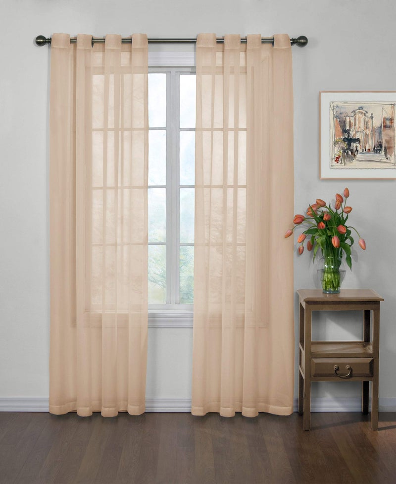 CurtainFresh Odor Neutralizing Sheer Voile Grommet Window Curtain for Bedroom or Living Room (1 Panel)  59 in x 95 in  Latte - Image 5