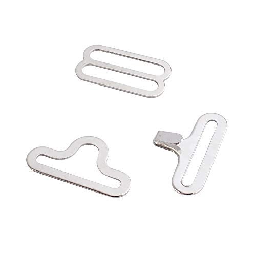 Chris.W 50 Sets Adjustable Bow Tie Hardware Clip Set, Metal Cravat Clip Hook Fastener for Necktie Strap (Silver) - Image 1