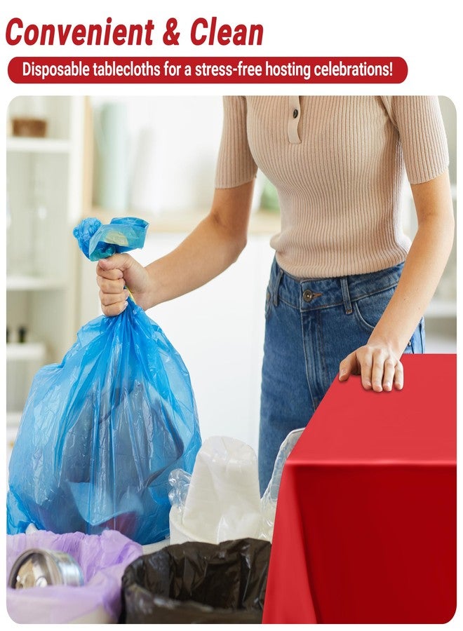 QZYL طقم أغطية طاولات نزهة من 4 قطع من QZYL، مفرش طاولة مستطيل الشكل 54 × 108 بوصة، مفرش طاولة أحمر للاستخدام الداخلي والخارجي، مناسب لتزيين حفلات التعميد، مفرش طاولة بلاستيكي مقاوم للماء لأعياد الميلاد وحفلات الزفاف والذكرى السنوية - Image 5