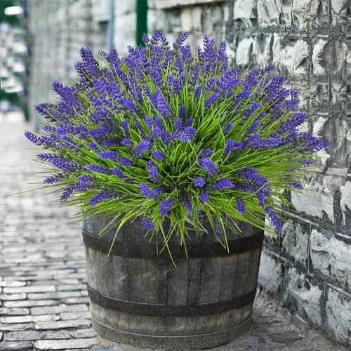 maxkes Artificial Plants Outdoor, 24PCS Lavender Artificial Flowers, UV Resistant Fake Flowers, Faux Flowers for Outdoor Planters for Home Garden Outside Porch Decor - Image 3