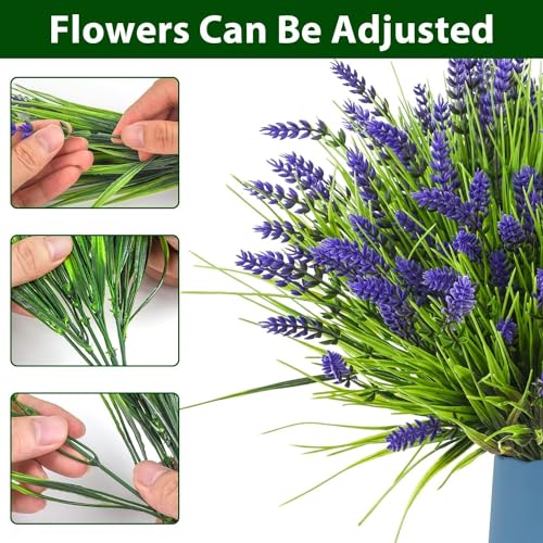maxkes Artificial Plants Outdoor, 24PCS Lavender Artificial Flowers, UV Resistant Fake Flowers, Faux Flowers for Outdoor Planters for Home Garden Outside Porch Decor - Image 4