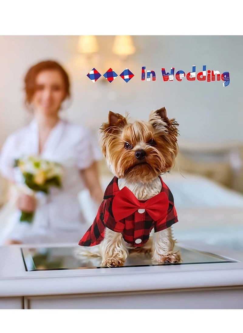 Loquat 2 Pack Plaid Puppy Shirt, Boy Dog Clothes and Bow Tie Combo Dog Outfit for Small Dogs Cats Birthday Party and Holiday Photos Large - Image 4