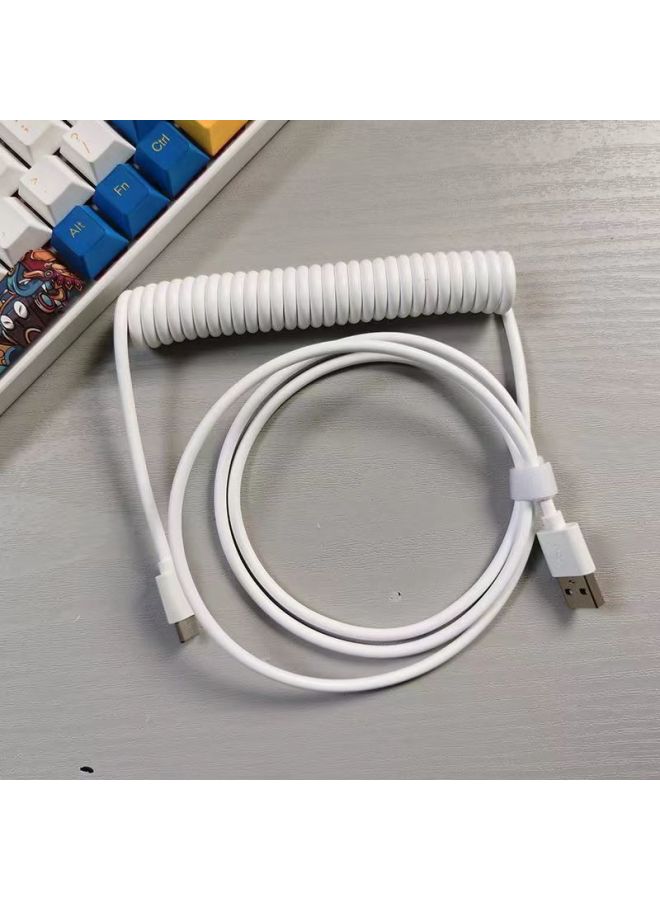 Customized Aviation Plug Line Mechanical Keyboard Data Cable Extension Fixed Rod Counterweight Rod Spring Typec Spiral USB-Color:Classic White-high-end Metal One-piece - Image 1