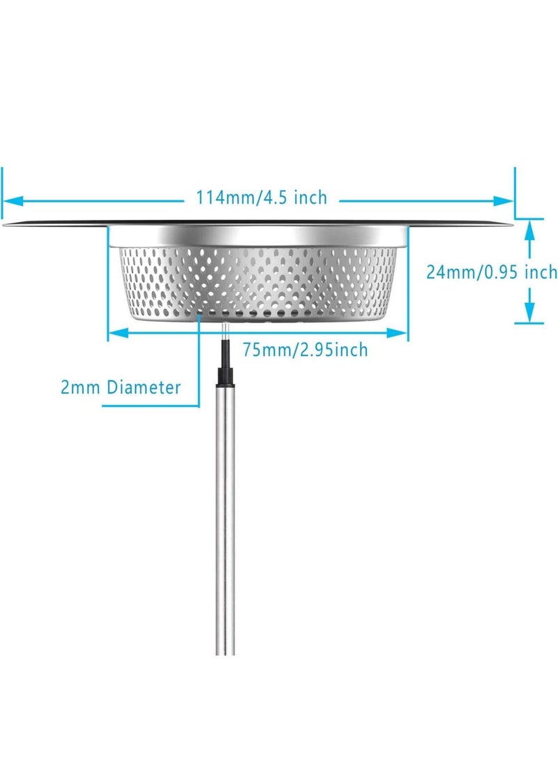 Y&D 2 Pack Stainless Steel Rust Proof Sink Drain Strainer, Large Wide Rim Fine Mesh Anti-Clogging Screen 4.5 inch  - Image 2