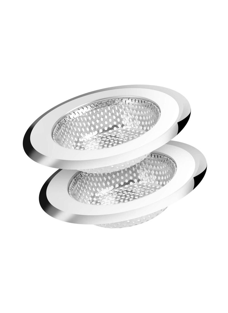 Y&D 2 Pack Stainless Steel Rust Proof Sink Drain Strainer, Large Wide Rim Fine Mesh Anti-Clogging Screen 4.5 inch  - Image 1