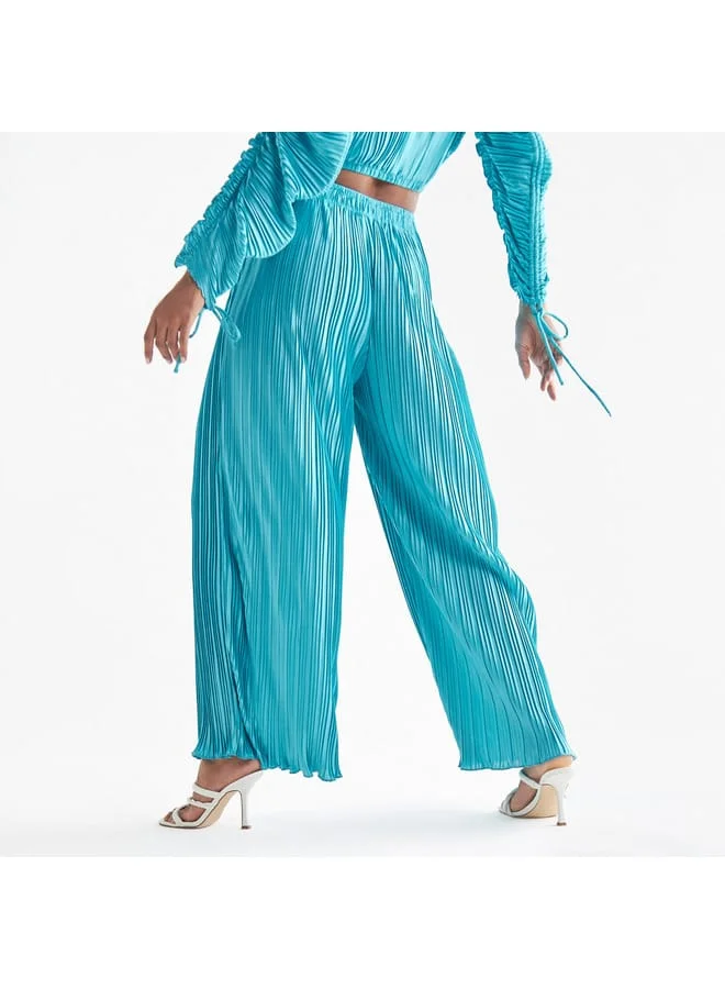 Splash FAV Pleated Wide Leg Pants with Elasticated Waistband and Pockets
