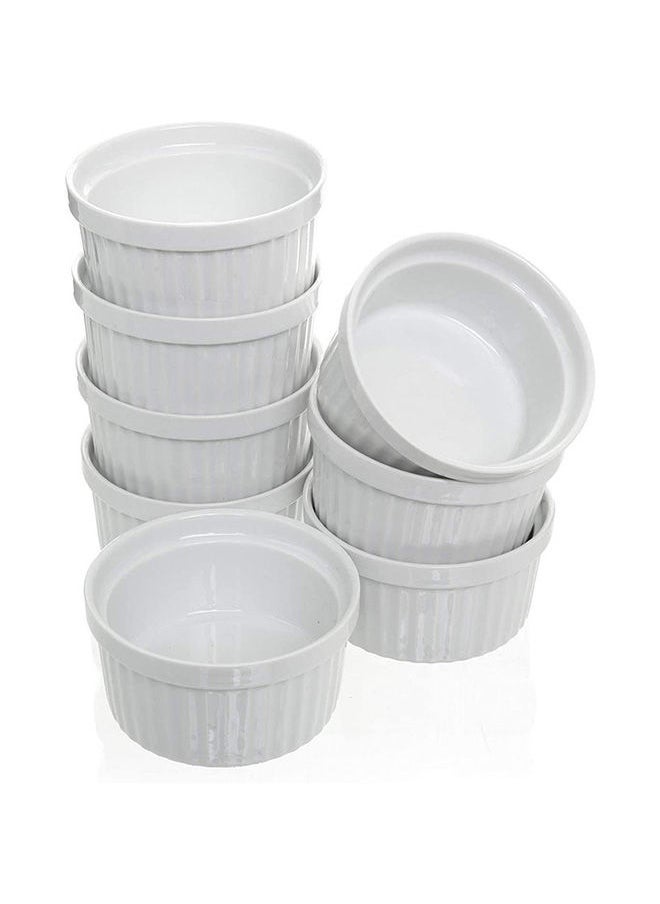 AKDC - Set of 8 Bakeware Set White Porcelain Baking Cups for Pudding Creme Brulee Custard Cups and Souffle Dishes Durable 4 ounce for Baking Cooking Serving - Image 1