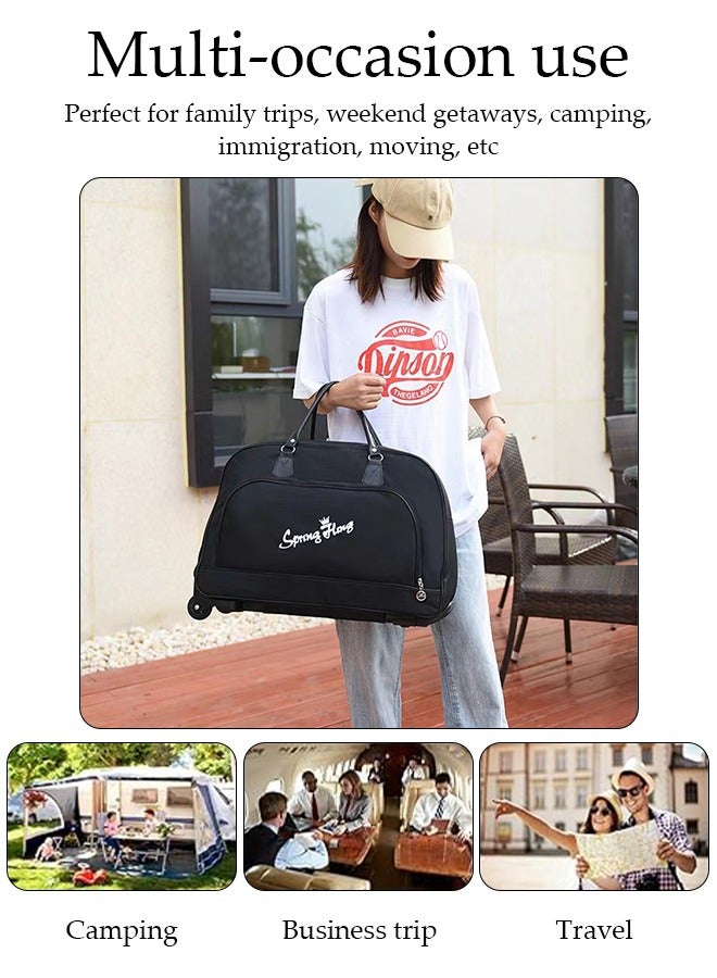 DUNISO Expandable Underseat  Large Capacity Handbag with Adjustable Pull Rod Portable Luggage Trolley Business Travel Small Carry On Suitcases Bag for Air Travel - Image 5