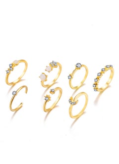 Huitich Elegant 9-Piece Gold Colour Crystal Ring Set Fashionable Alloy Rings for Women  - Image 3
