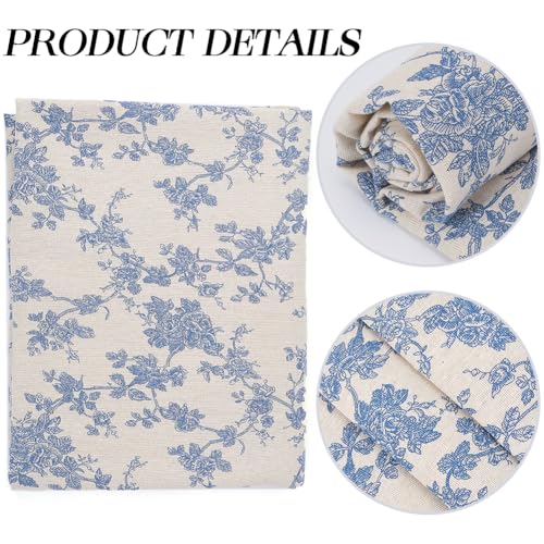CABODYALS 63 Inch Flower Cotton Fabric By The Yard Bundles Linen Canvas Blend Soft Flowers Pattern White Floral Rectangle Fabric for Sewing Making Clothing Quilting Home Decor Cloth Accessories Crafts - Image 5
