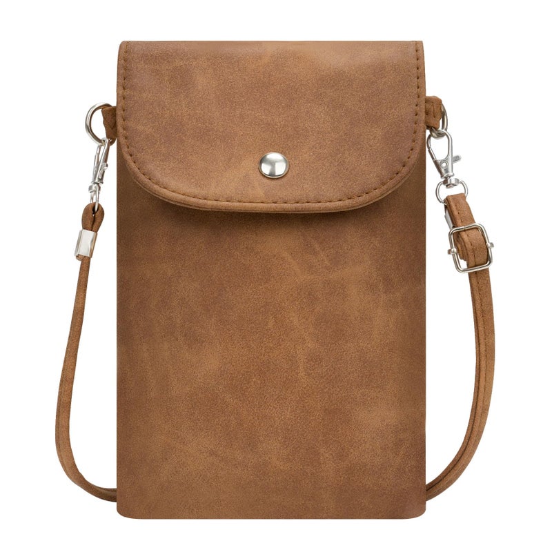 Toptime Small Crossbody Bags for Women, Leather Cell Phone Purse with Adjustable Strap, Suede Women's Cross Body Shoulder Bag, Vintage Brown Travel Wallet Purse Mini Handbag for Summer Trendy - Image 1