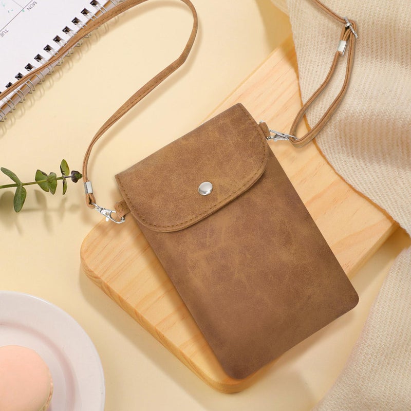Toptime Small Crossbody Bags for Women, Leather Cell Phone Purse with Adjustable Strap, Suede Women's Cross Body Shoulder Bag, Vintage Brown Travel Wallet Purse Mini Handbag for Summer Trendy - Image 3