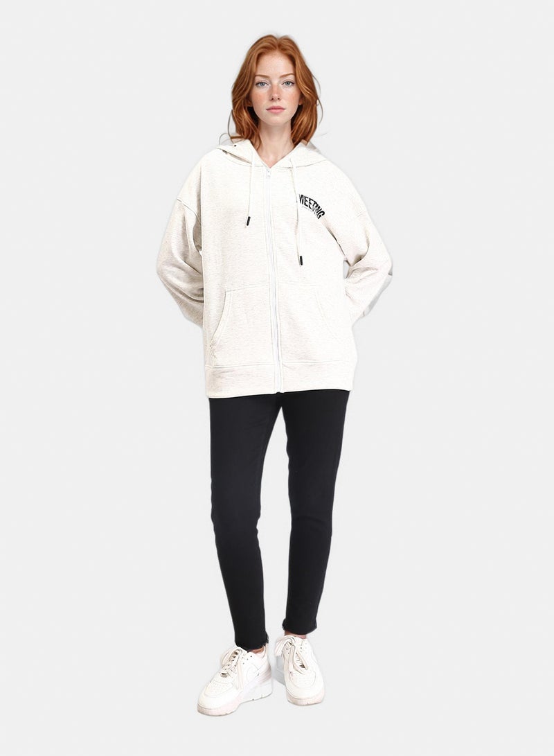 RAVIN Women Casual Long Sleeves Printed Hoodie Heather Off White - Image 4