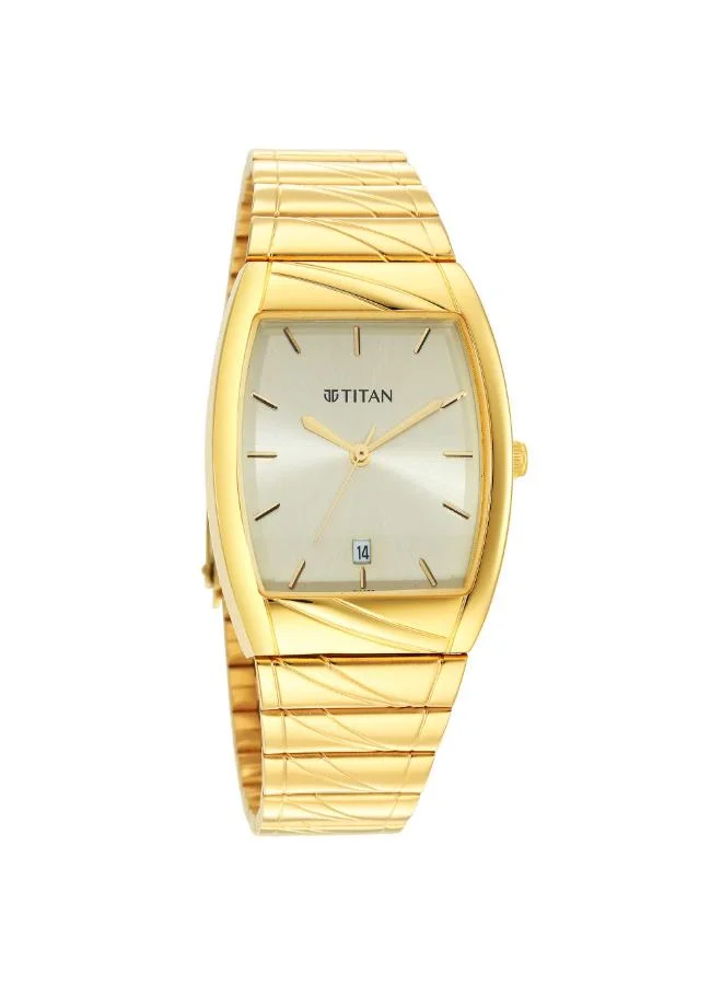 تيتان Men Analog Display Watch With Gold Stainless Steel Strap - 9315YM05