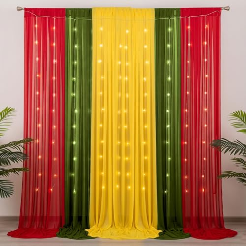 SpecialYou.in Special You Diwali Decoration for Home with Deepawali Decoration Items Backdrop Red, Green, Yellow Chiffon Like Curtains, Wall Decor Items for Living Room-11 Pcs - Image 5