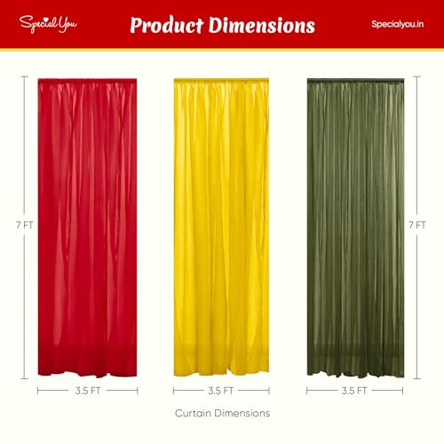 SpecialYou.in Special You Diwali Decoration for Home with Deepawali Decoration Items Backdrop Red, Green, Yellow Chiffon Like Curtains, Wall Decor Items for Living Room-11 Pcs - Image 4