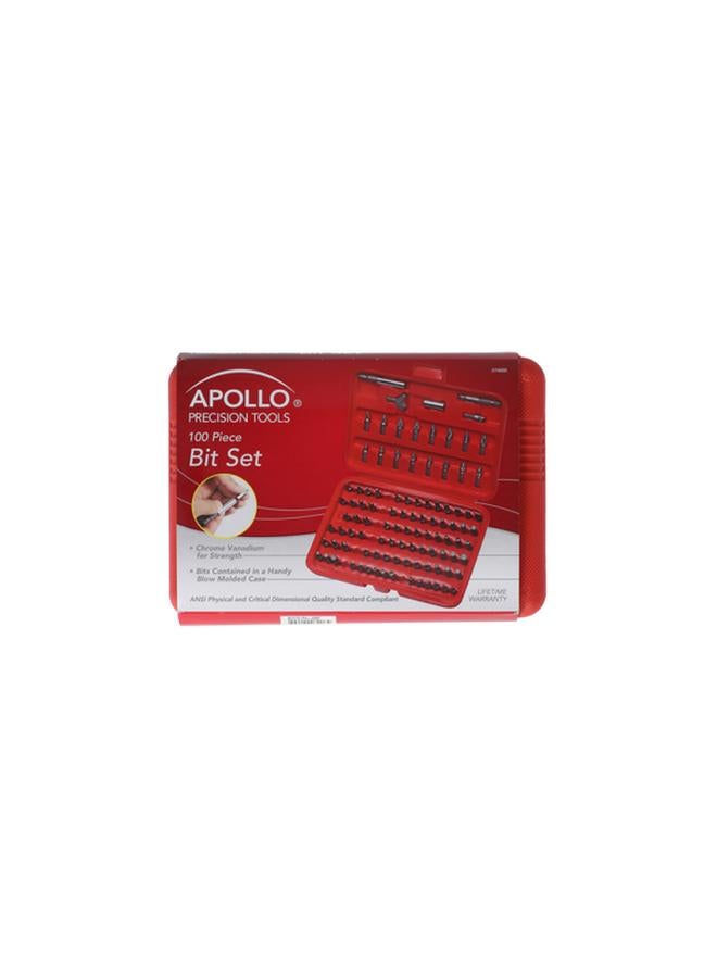 Apollo 100-Piece Screwdriver Bit Set Red and Grey - Image 1