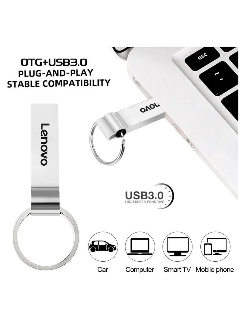 Lenovo - USB Flash Drive 256GB Thumb Drive High Speed USB Drive High Capacity USB Memory Stick Jump Drive Pen Drive with Keychain for Data Transfer and Backup. - Image 1