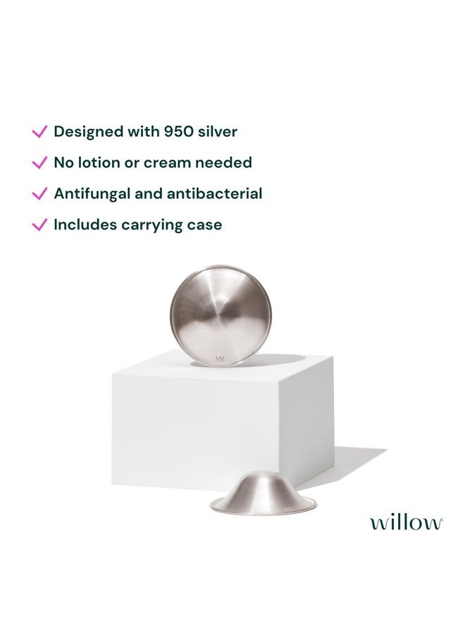 ويلو - أكواب الرضاعة الطبيعية Willow Soothing Silver، عبوة من قطعتين، أغطية حلمات الرضاعة الطبيعية للحماية وتسكين الآلام، خالية من مادة BPA - Image 1
