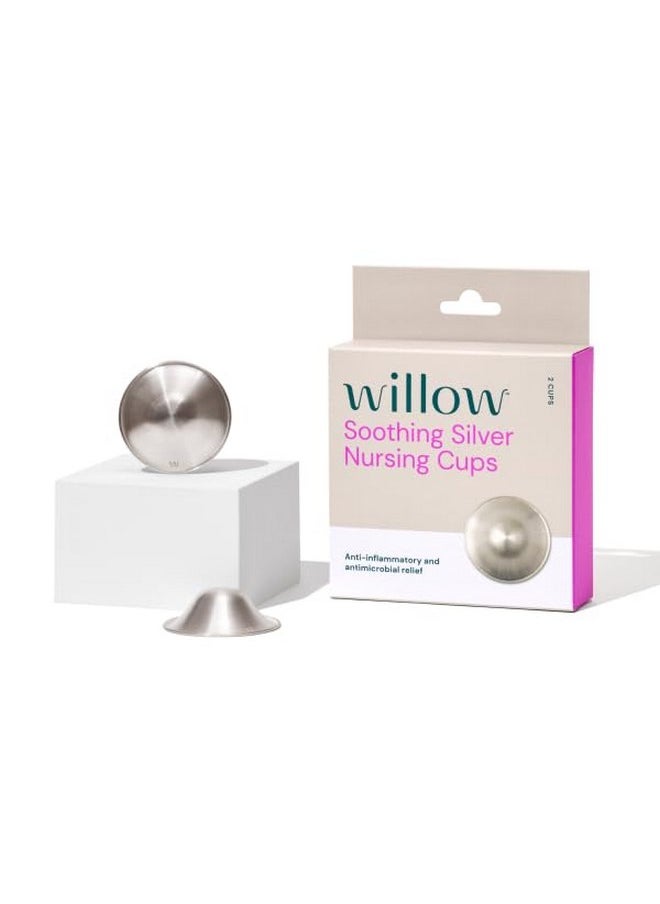 ويلو - أكواب الرضاعة الطبيعية Willow Soothing Silver، عبوة من قطعتين، أغطية حلمات الرضاعة الطبيعية للحماية وتسكين الآلام، خالية من مادة BPA - Image 1