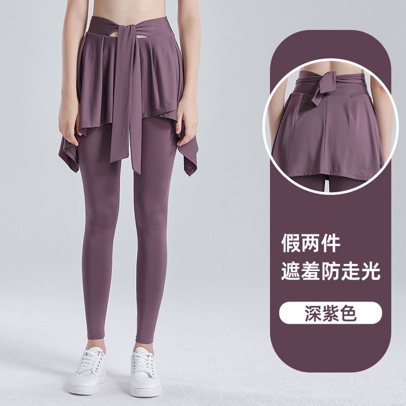 Generic 2024 Spring Yoga Fitness Tights Quick-Dry Skirt Pants Women Deep Purple - Image 1