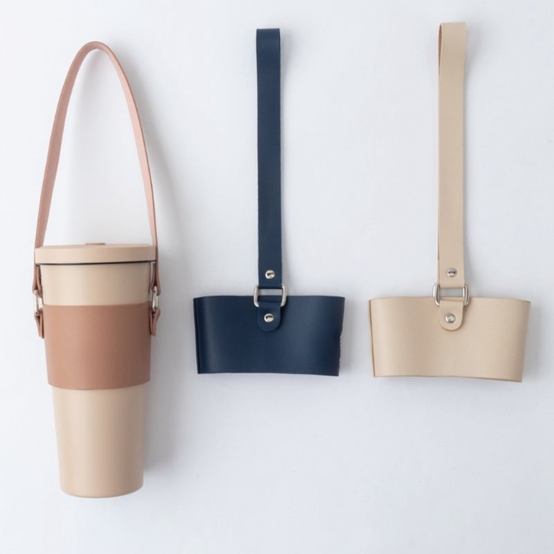New Satchel Cup Cover Thickeneded Milk Tea Cup Accessories Outdoor Travel Coffee Cup Cover Pu Leather Satchel Anti-Scalding Cup Cover - Image 5