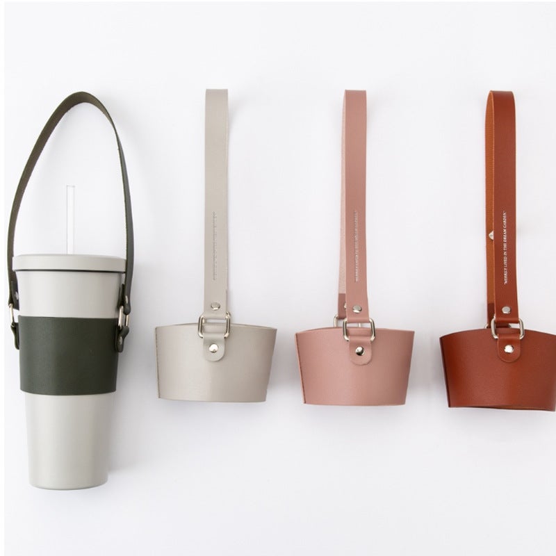 New Satchel Cup Cover Thickeneded Milk Tea Cup Accessories Outdoor Travel Coffee Cup Cover Pu Leather Satchel Anti-Scalding Cup Cover - Image 4
