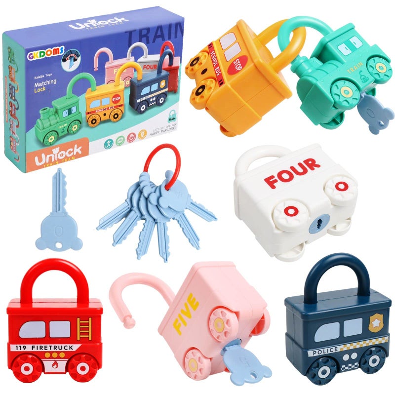 GKDOMS Montessori Learning Toys Sorting & Matching Locks and Keys Toddlers Sensory Car Activity Fine Motor Toy, Birthday Valentine's Gifts for Kids Age 2-5 Years, Back to School Stuffs - Image 1