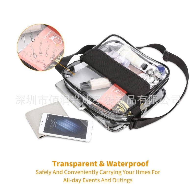 Spot Wholesale Transparent Pvc Shoulder Crossbody Travel Shopping Bag Gym Beach Bag Storage Bag - Image 5
