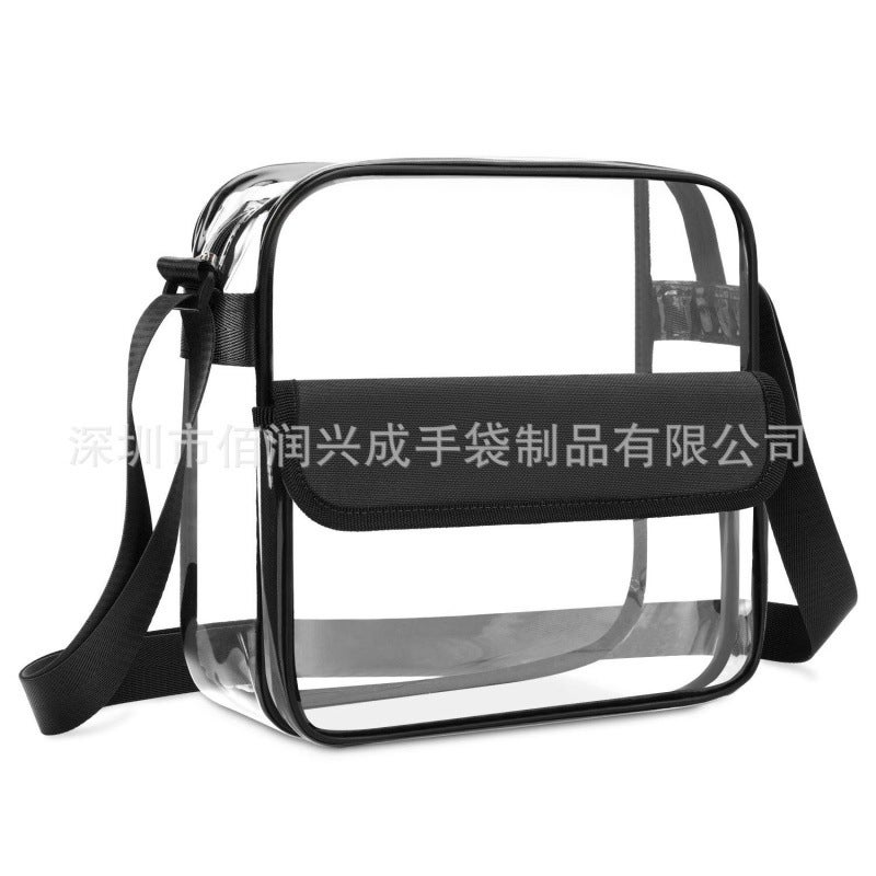 Spot Wholesale Transparent Pvc Shoulder Crossbody Travel Shopping Bag Gym Beach Bag Storage Bag - Image 1