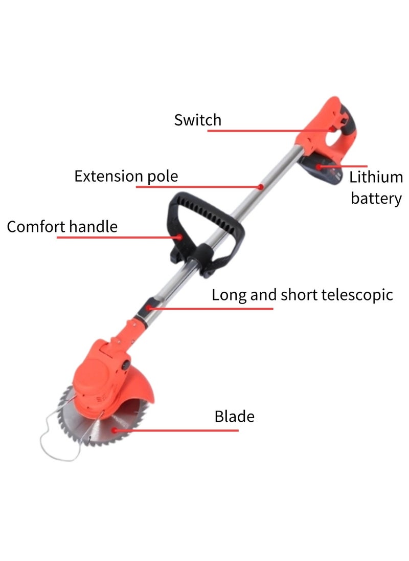 GearZone GearZone Electric Grass Wacker Eater Battery Powered 21V Cordless Grass Trimmer Grass Wacker Stringless Brush Cutter, Lightweight grass Trimmer/Lawn Edger/Mini-Mower grasser Tool with 3 Types Blades  - Image 2