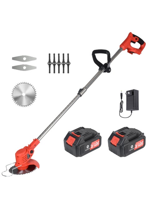 GearZone Electric Grass Wacker Eater Battery Powered 21V Cordless Grass Trimmer Grass Wacker Stringless Brush Cutter, Lightweight grass Trimmer/Lawn Edger/Mini-Mower grasser Tool with 3 Types Blades