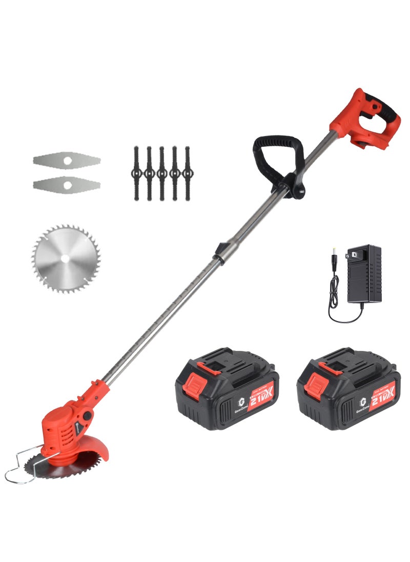 GearZone GearZone Electric Grass Wacker Eater Battery Powered 21V Cordless Grass Trimmer Grass Wacker Stringless Brush Cutter, Lightweight grass Trimmer/Lawn Edger/Mini-Mower grasser Tool with 3 Types Blades  - Image 1