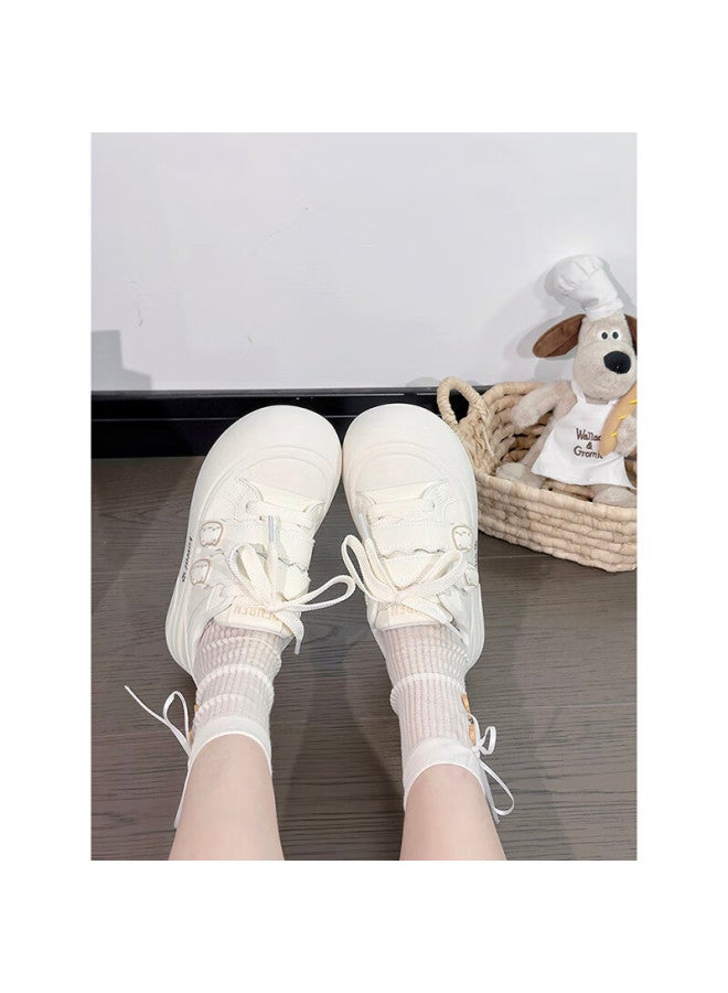 Humanity Renben Cute Velcro White Sneakers For Women, Popular Chunky Shoes, Versatile Canvas Shoes In White , Size 38 - Image 3