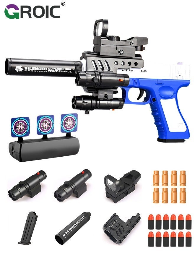 GROIC Soft Bullet Toy Guns, Glock Continuous Shell Throwing Soft Gun Toy, Toy Foam Blasting Gun, Shooting Games Machine Gun Toys Pistol Toys for Kids Soft Bullet Gun with Eva Soft Bullet, Target etc - Image 1