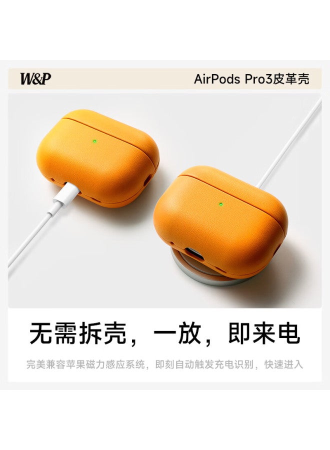 W&p Compatible With Airpods Pro 3 Case, Apple Earphones Pro 3rd Generation Noise-cancelling Lanyard, Wireless Bluetooth Earphones, Genuine Leather Non-slip Wp Protective Case