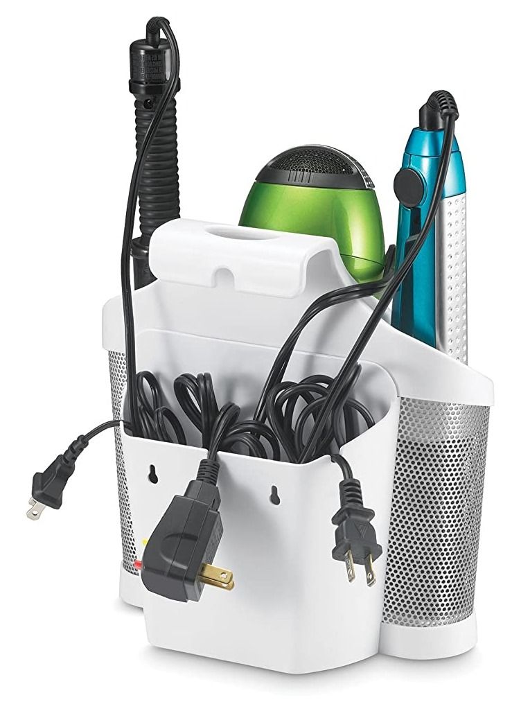 Polder Holder for Organizing Hair Dryer Tools Modern Design White - Image 5