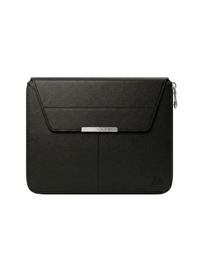 Mobcos Mobcos Black Laptop Sleeve Bag for 15–16 Inch Laptops | Slim Premium PU Leather Waterproof Protective Case with Soft Inner Lining, Smooth Zipper & Lightweight