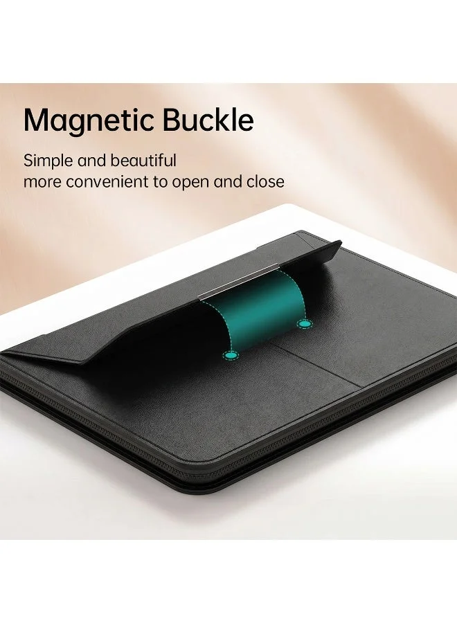 Mobcos Mobcos Black Laptop Sleeve Mobcos Black Laptop Sleeve Bag for 15–16 Inch Laptops | Slim Premium PU Leather Waterproof Protective Case with Soft Inner Lining, Smooth Zipper & Lightweight  | Best Price UAE