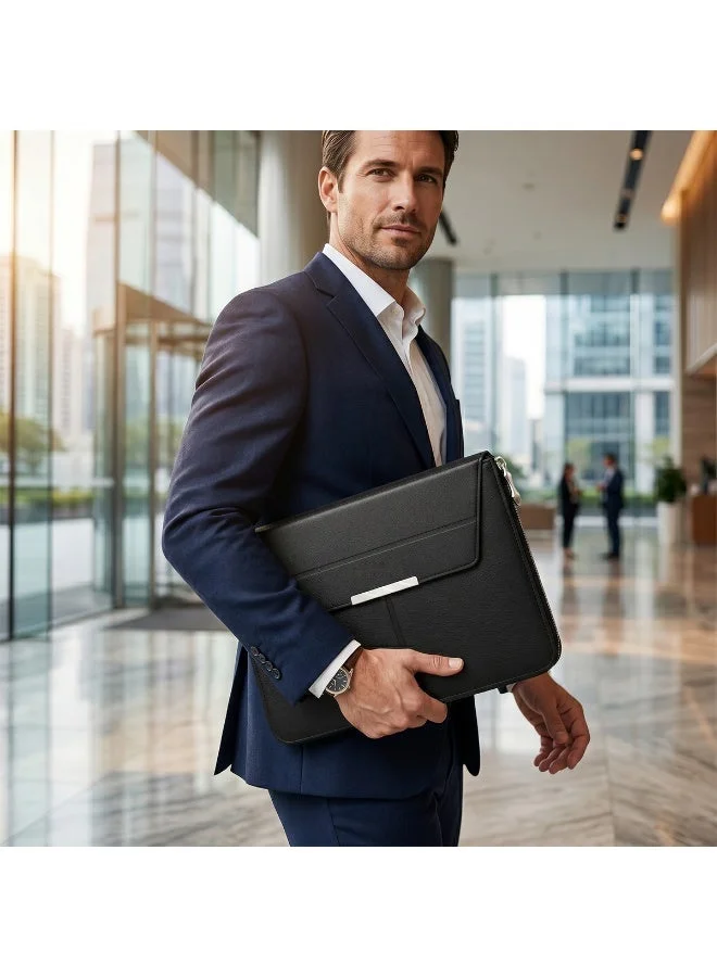 Mobcos Mobcos Black Laptop Sleeve Mobcos Black Laptop Sleeve Bag for 15–16 Inch Laptops | Slim Premium PU Leather Waterproof Protective Case with Soft Inner Lining, Smooth Zipper & Lightweight  | Best Price UAE